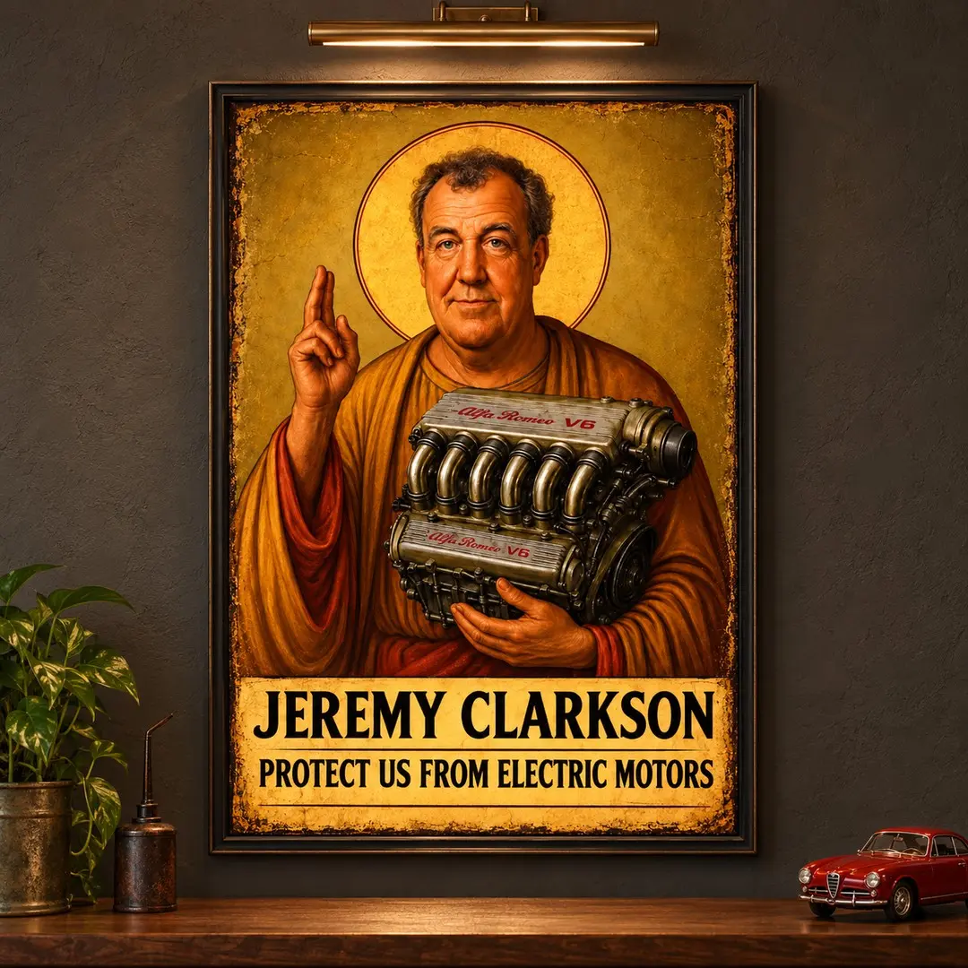 Vintage Racing Metal Poster, Unframed Industrial Garage Wall Art, Wall Art Print, Man Cave Workshop Home Decor, Unique Vintage Style, Jeremy Clarkson