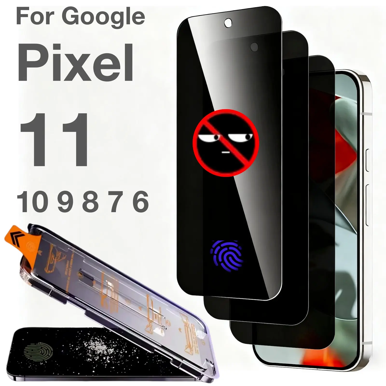 3-Pack Google Pixel  11 Pro XL 10 10A 9  8 7 6 9A 8A 7A 6A Screen Protectors, Anti-Spy Privacy Film, Ultra-Sensitive Fingerprint Sensor, Dust-Free Installation