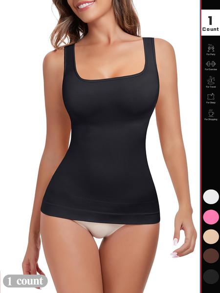 Women Tummy Control Shapewear Tank Tops Seamless Square Neck Compression Tops Slimming Body Shaper Camisole