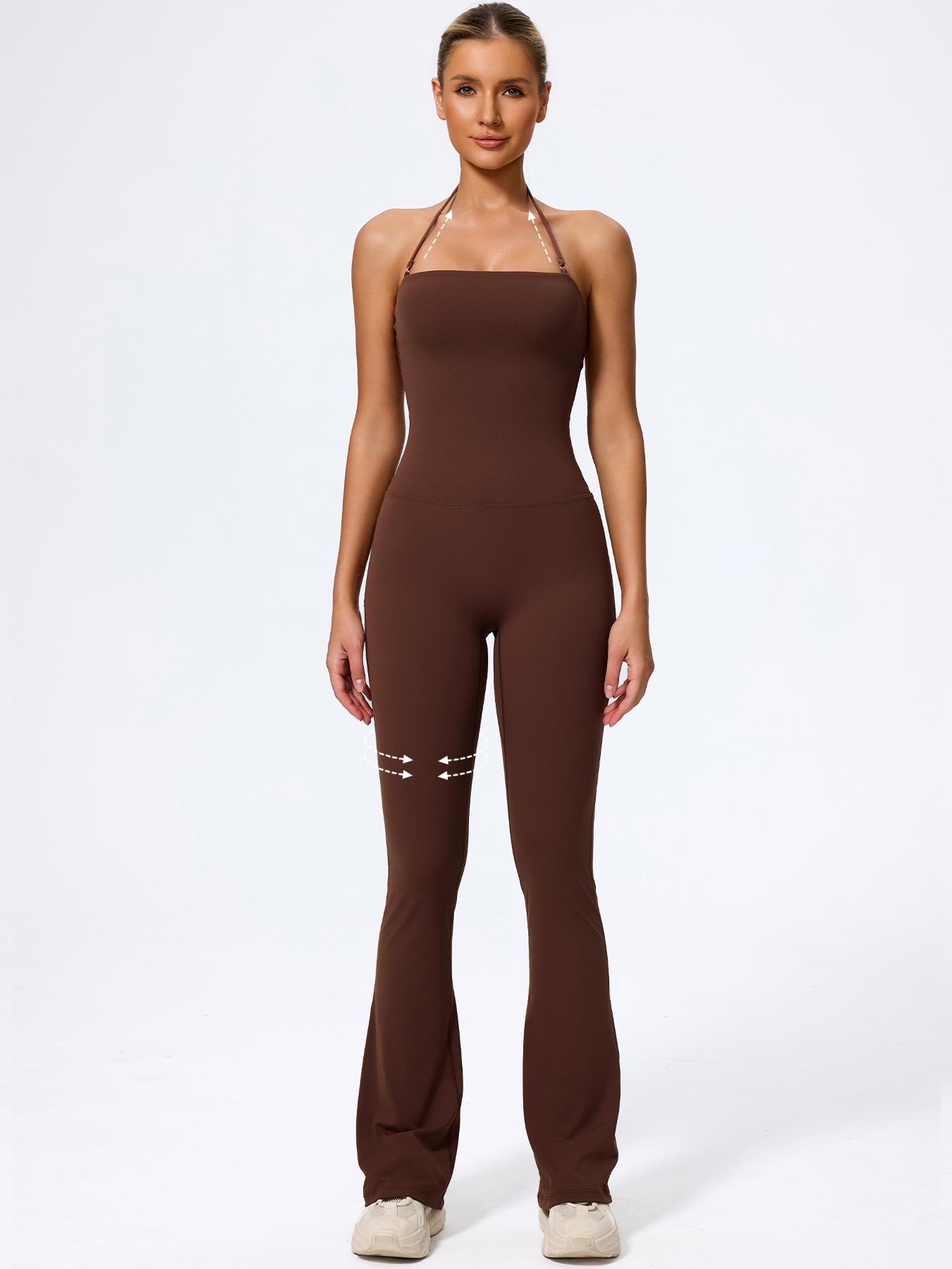 Women's Casual Sleeveless Yoga Jumpsuit, Soft Nylon Elastane Fabric No Padding Jumpsuit for Daily Wear, Outdoor Training, Gym Workouts