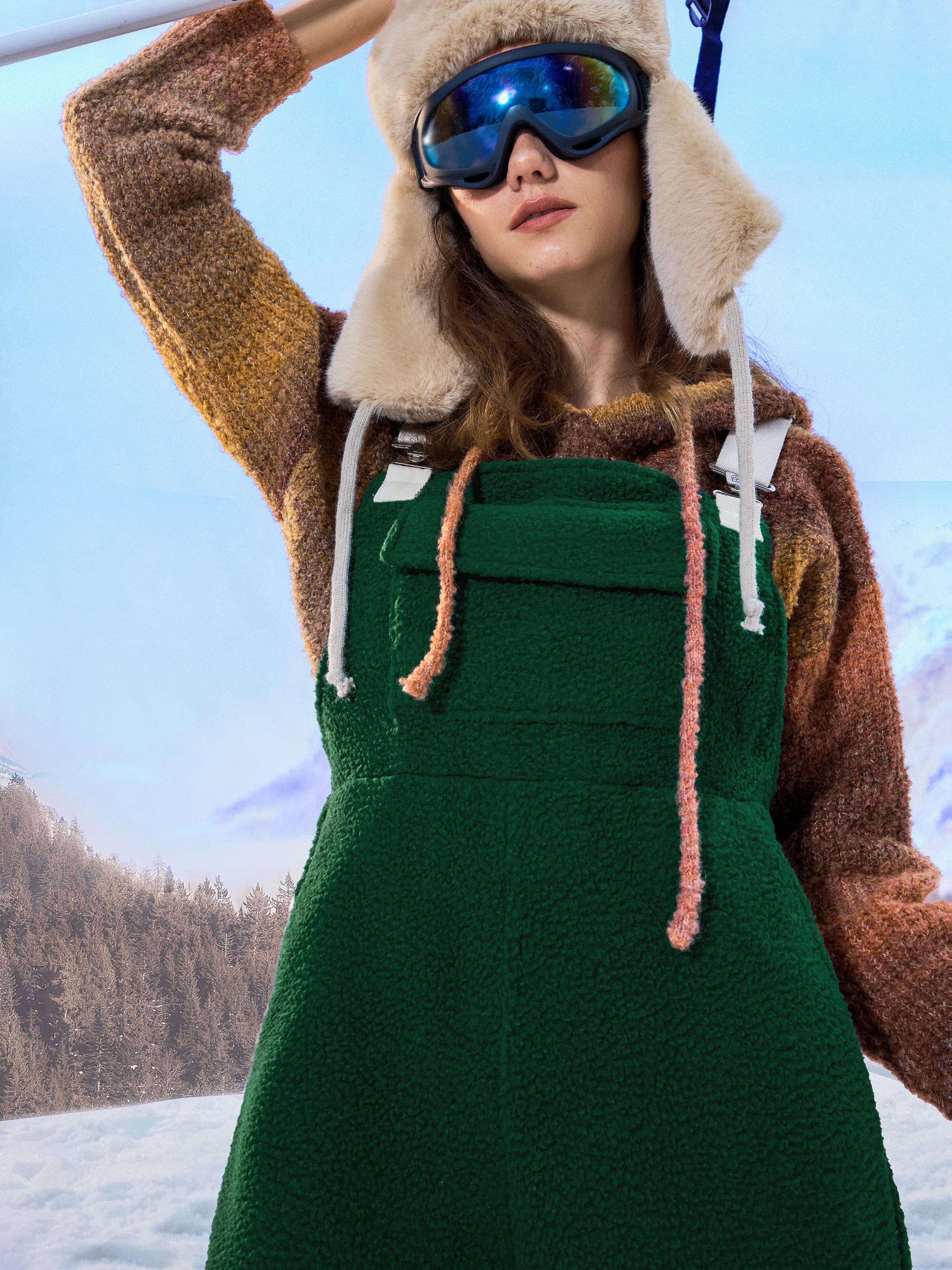 Cider [2 colors, Size 2-10] Fleece Pinafore Jogger Jumpsuit