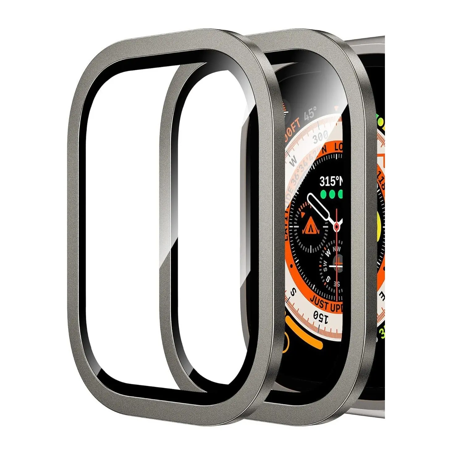 2Pcs For Apple Watch Ultra 3/2/1 Screen Protector 49mm,9H Tempered Glass + Titanium Alloy Frame, Touch Sensitive Durable Protective Film, Smartwatch Accessories