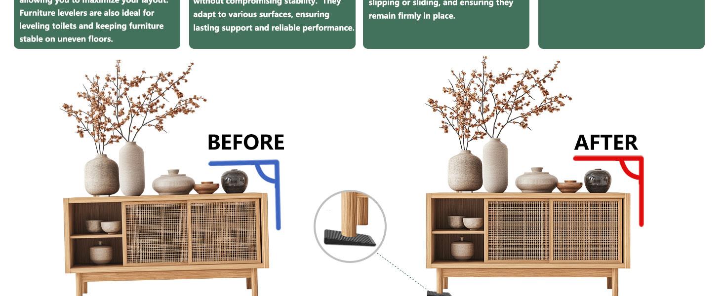 Furniture Levelers, Flexible Plastic Shims Furniture Leveling Wedge Shims Anti-Wobble Pad for Chair Table Couch Bed Toilet for Home Improvement (Black, 20 Pack)