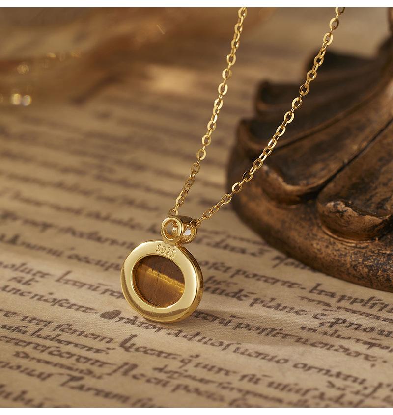 18K Gold Plated Tiger Eye Stone Necklace 925 Sterling Silver Lapis Lazuli Beaded Collar Chain Daily Wear Festival Gift Jewelry