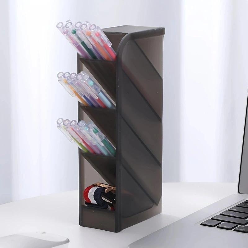 Desk Pen Holder, 1 Count Multi-functional Plastic Stationery Storage Box, Desk Organizer for Home Office School Student Teacher, Desk Organizer Tidy