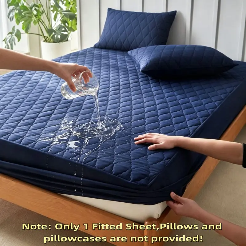 Diamond Quilted Fitted Sheet, Waterproof Mattress Protector, Deep Pocket Full Coverage, Multi-Color, King Queen Size, Liquid Leak Proof, Bedding Sheets