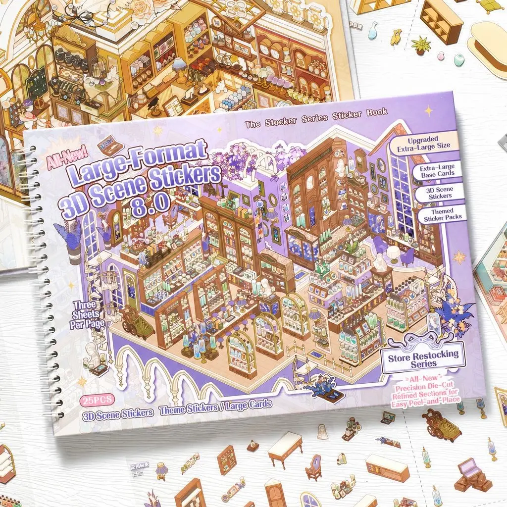 Super Large Sticker Book, DIY Craft Stickers, Stress Relief Handmade Stickers, Perfect for Gifts, Journaling, Phone Back Covers，fingertip diorama stickers,diorama stickers,scene stickers,3d layered stickers,miniature scene stickers