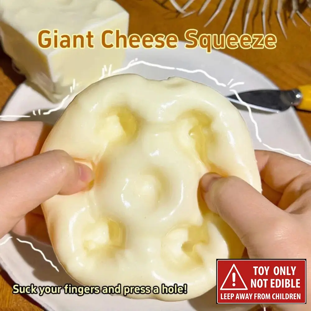 Jumbo Cheese Squishy Fidgets Vaseline Filling Soft Stretch Fidget Toy ASMR Stress Relief Decompression Desktop Prank Squeeze Toy