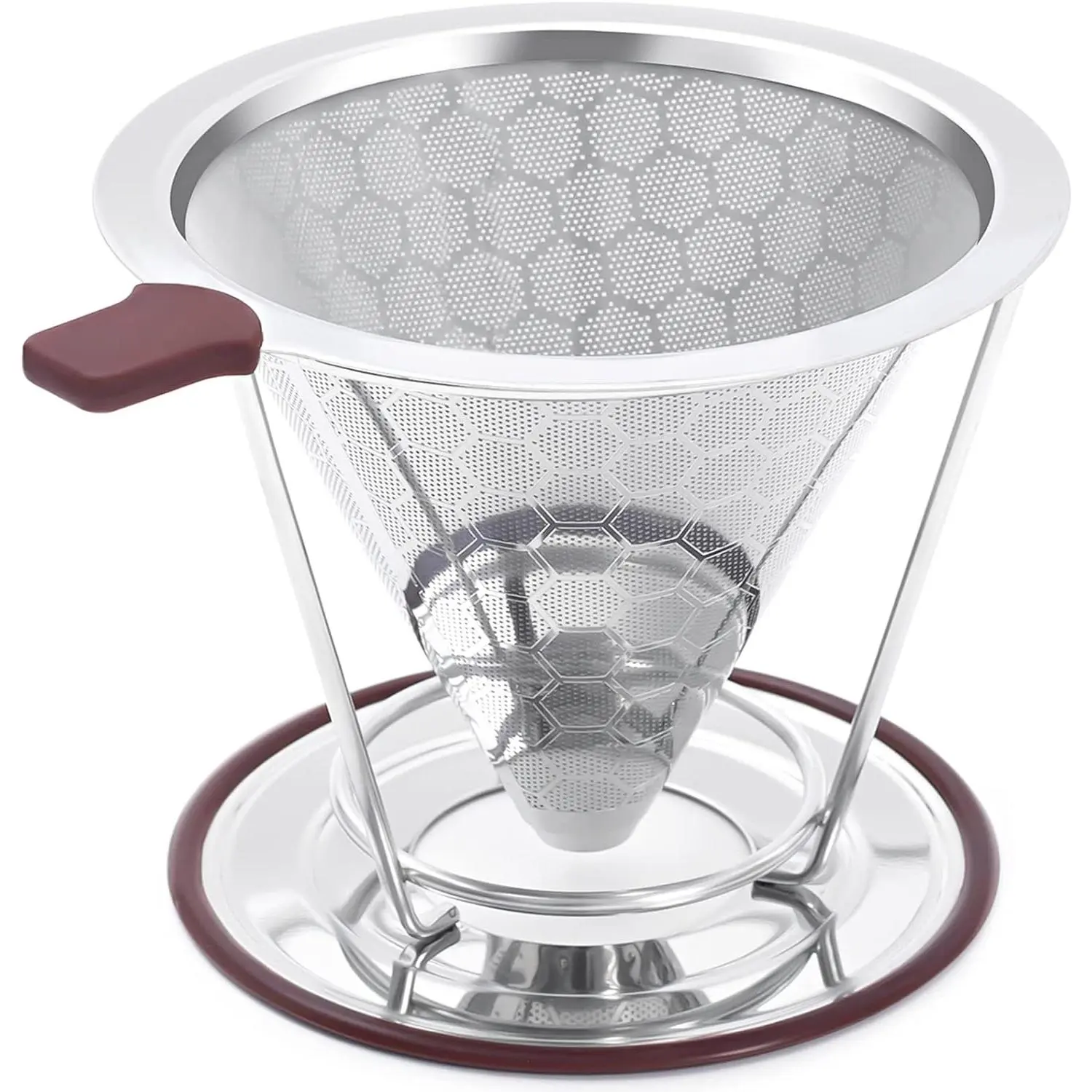Pour Over Coffee Dripper, Stainless Steel Filter,Easy to Clean Paperless pour over coffee maker,Reusable Filter,Cone Dripper with Removable Cup