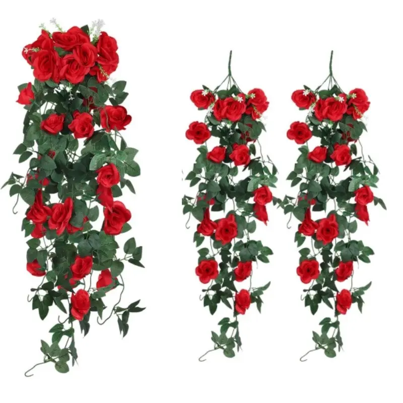 2 Pcs Artificial Rose Vine Wreath, Faux Floral Hanging Garland, Artificial Plant Vines, Romantic Decor for Weddings, Birthdays, Parties, Hotels, Offices