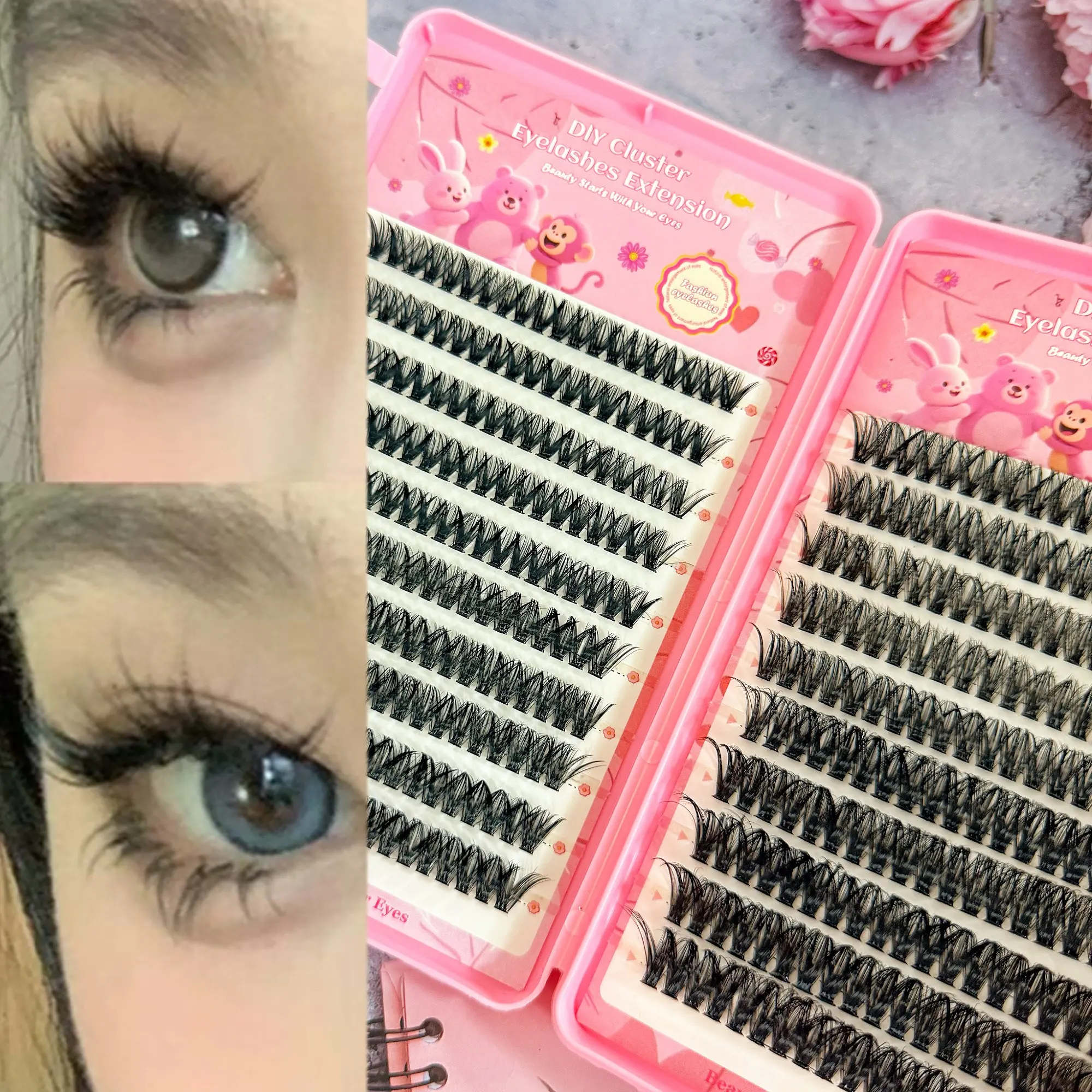 Directly Applied False Eyelashes, 400pcs, Clean and Sharp, Layered, Fluffy Wild Hair Flow, D Curl, Self-Adhesive, Bold Look