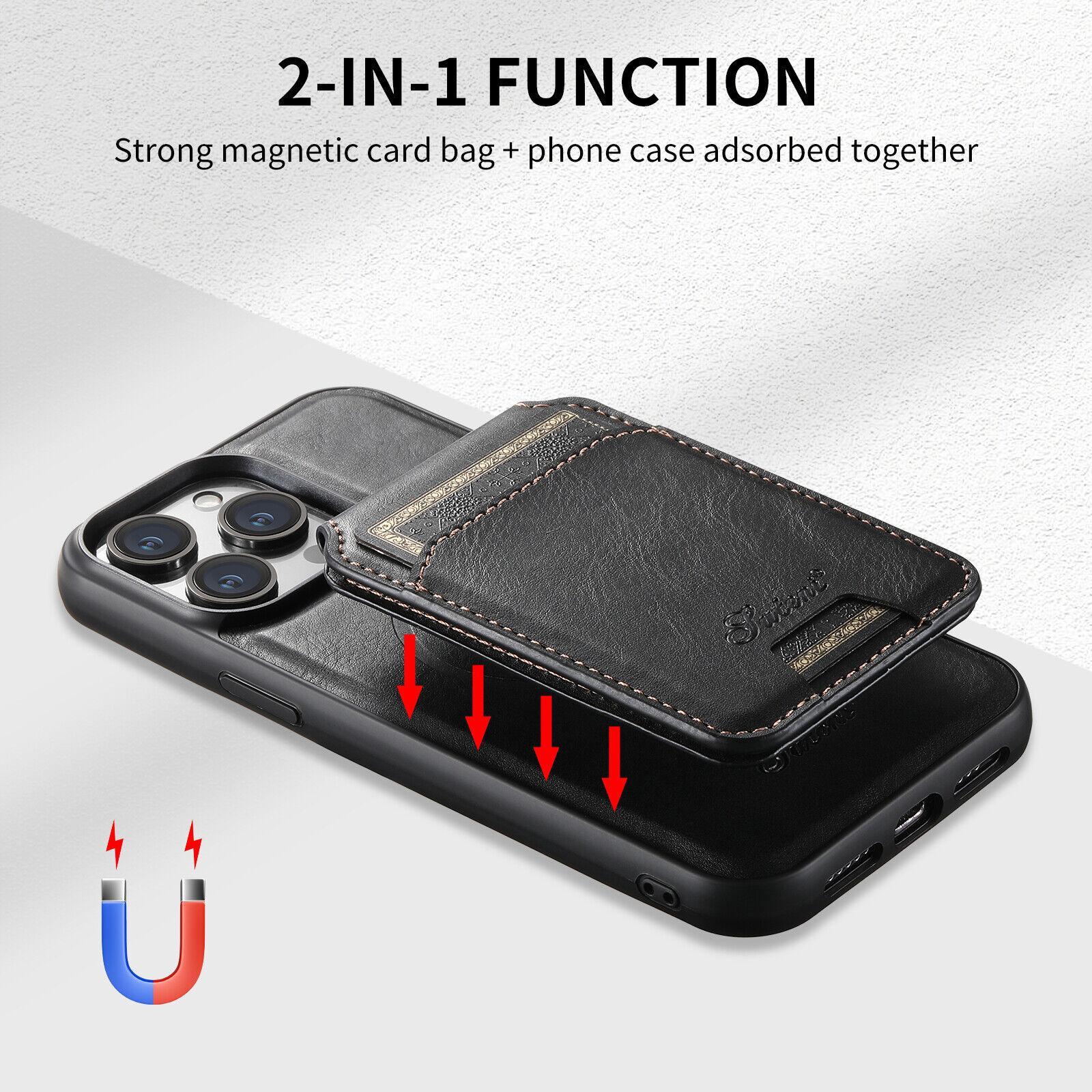 For iPhone 16 15 Pro Max 14 13 Magsafe Leather Phone Case Detachable Card Wallet For iPhone 16 15 Pro Max 14 13 Magsafe Leather Phone Case Detachable Card Wallet