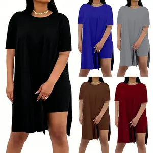Plus Size Women 2 Piece Outfits, Short Sleeve Tunic Tops Bodycon Biker Shorts Set, Summer Casual Oversized Tracksuit
