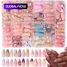 576pcs Long Almond Shape 3D Gel, Flower Design, French Tips, Acrylic False Nails, Includes 4 Jelly Glue & 2 Nail Files, DIY False Nail Kits, False Nail Set, Nail Art Products, Nail Art Supplies #GLOBAL PICKS