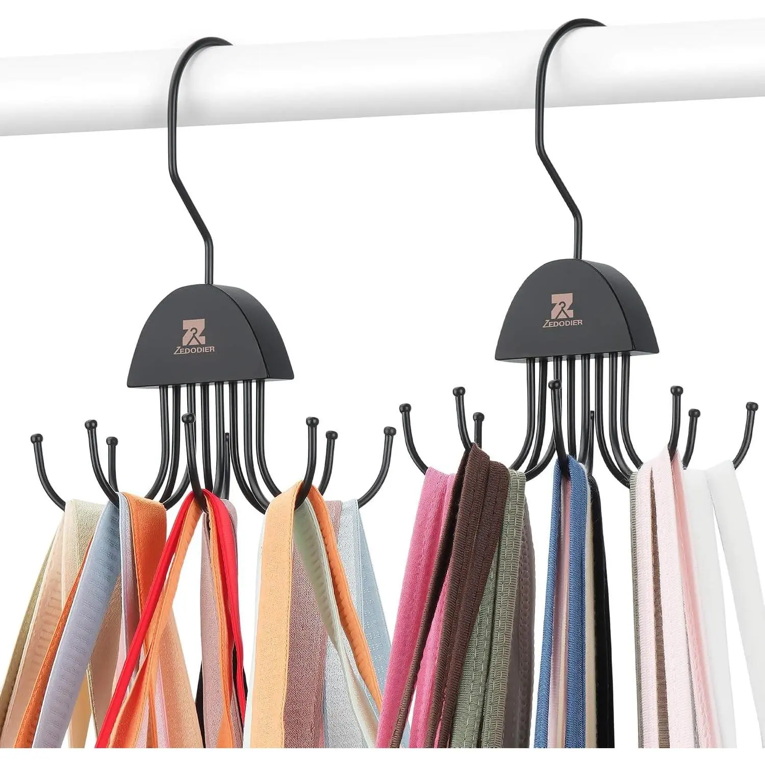 2 Pack Tank Top Hanger, Rotatable Bra Organzier for Closet, Max 48 Storage Capacity Sport Bra Holder, Space Saving Closet Organizers and Storage, Black