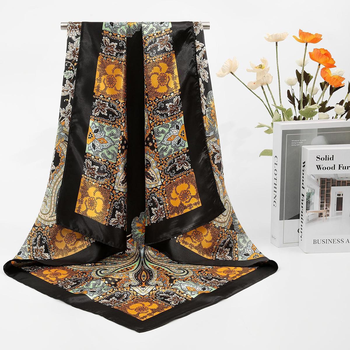 4PCS/set 35" Large Square Head Scarves Silk Like Neck Scarf Bandana Hair Sleeping Head Wrap Fashionable Hair Scarfs for Women TikTokShopBlackFriday