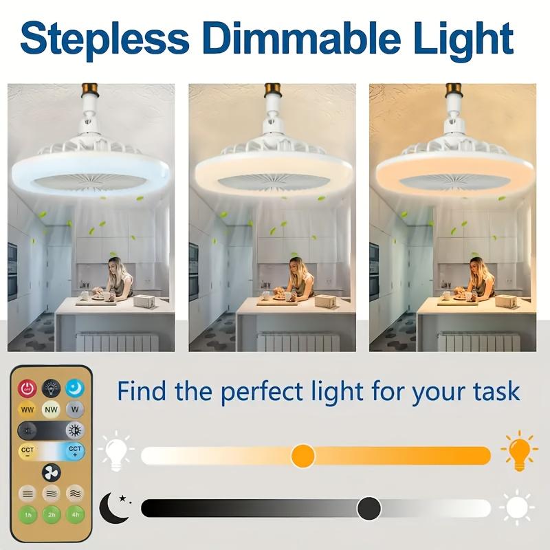 Ceiling Fan Light with LED Lights, 3 Adjustable Gears, Remote Control Available, E27 Socket Ceiling Fan, Suitable for Kitchen, Bedroom, Storage Room, Living Room, and Small Spaces, Living Room Ceiling Fan