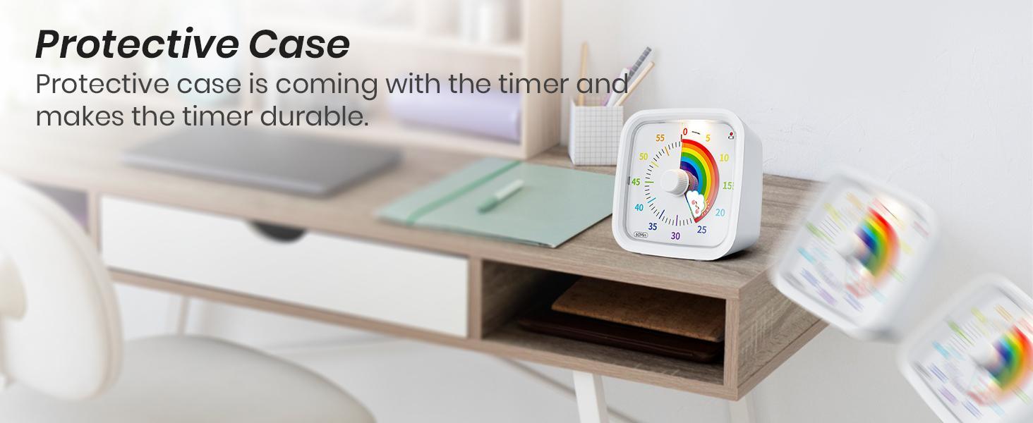 Yunbaoit Visual Timer with Protective Case, Digital Timer, 60 Minute Countdown Tool for Kids and Adults, Silent Low Battery Reminder for Effective Time Management