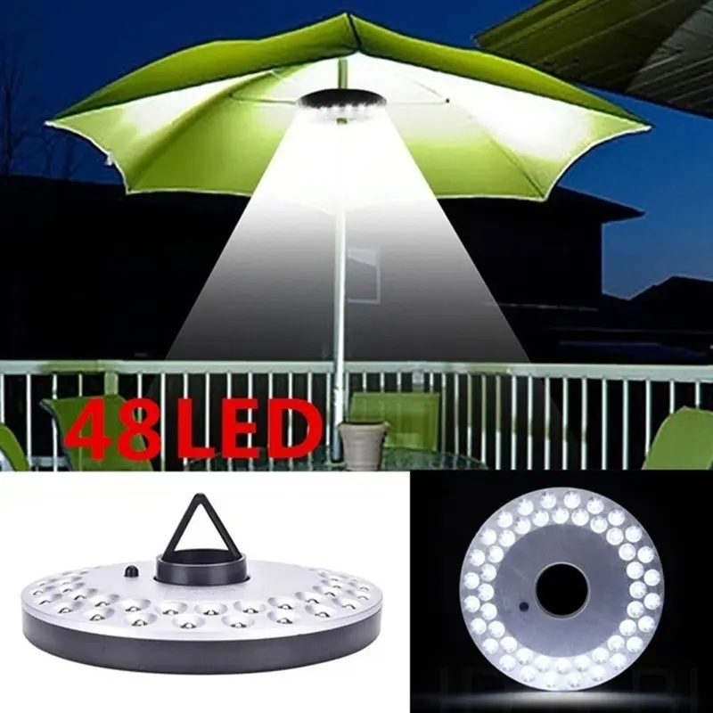 1pc Battery Powered 48Leds Lantern Poles Umbrella Light Portable Outdoor Camping Light for Beach Tent Patio Garden Emergency Lights