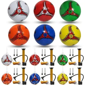 6 Pack  Deflated Christmas Soccer Ball with Pump,Bulk Soccer Balls,Classic Soccer Balls with Mesh  Bag Pump  for Shoebox  Fillers Charity Donations
