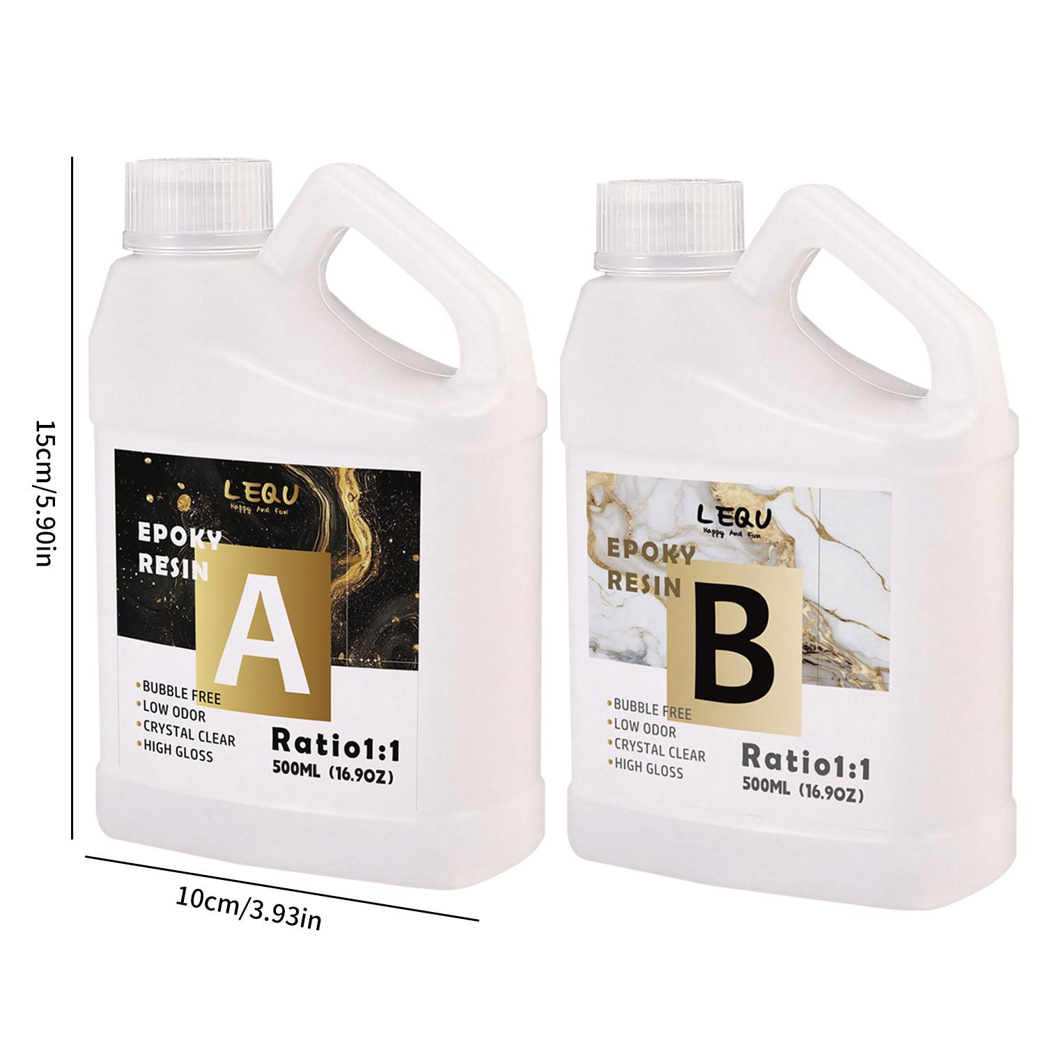 LEQU 1000ml Countertop Epoxy Resin Kit, clear countertop epoxy resin, self-leveling and bubble-free. This resin kit is suitable for both coating and casting applications, and is ideal for arts and crafts, DIY projects, woodworking, mugs, jewelry making, m