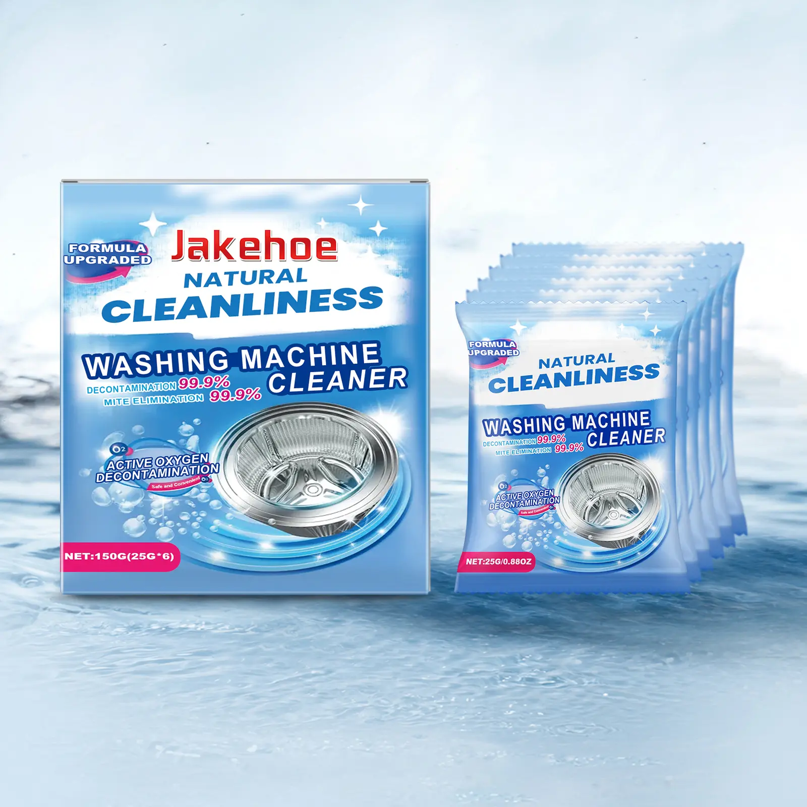 25g Household Washing Machine Cleaner Powder, Upgraded Active Oxygen Descaler, Maximum Decontamination & Mite Elimination, Gentle Plumbing-Friendly Isopropanol Formula for Front-Top Load Washers, Portable & Mess-Free