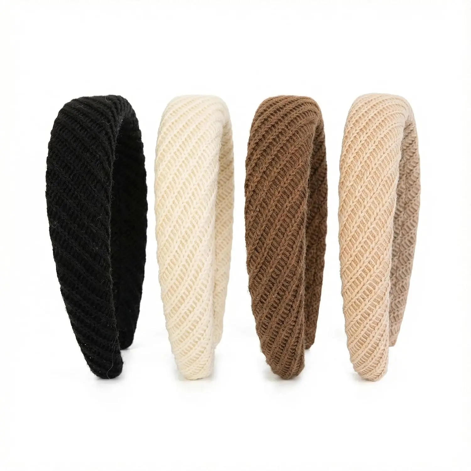 Outdoor sports Headbands for Women, 4 PCS Wide & Thick Knitted Hair Band, Cute Fashion Non Slip Hairband,Comfortable Fabric Hair Accessories for Girls Washing Face Makeup Create A High Cranial Crest ( Neutral )