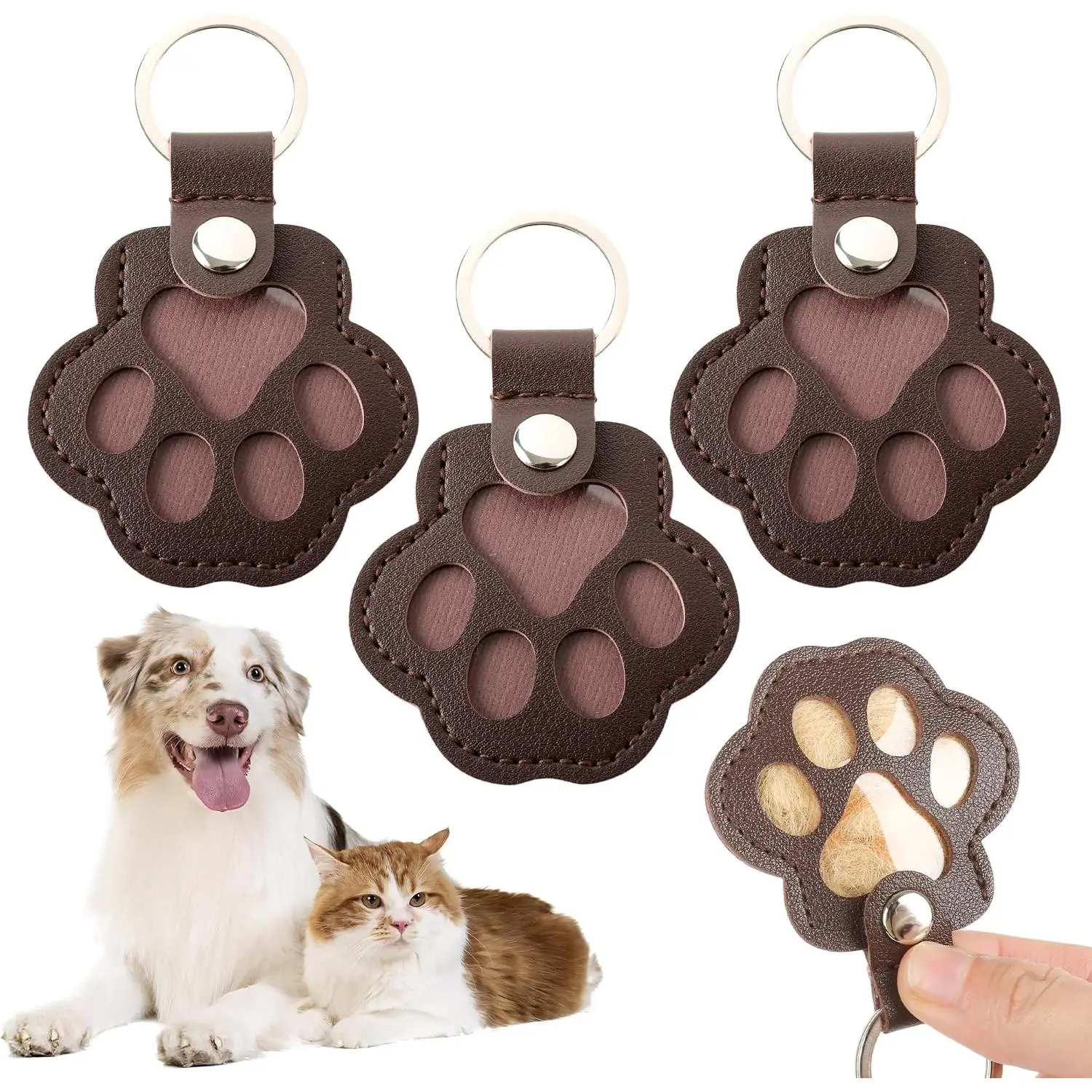 Paw Shaped Leather  for  -   Collector Keyring, Memorial   Locket