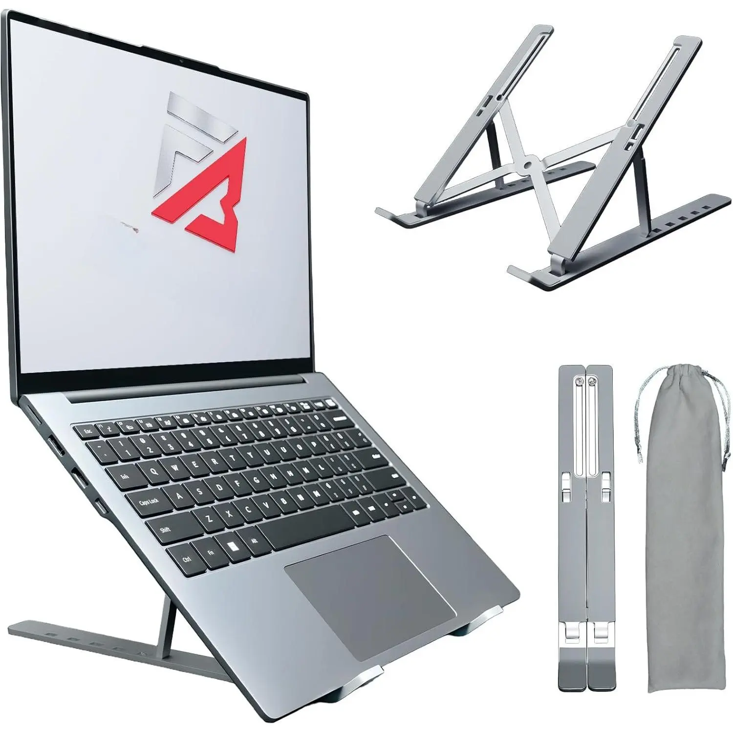Laptop Stand for Desk, 6-Angle Adjustable  Laptop Riser, Foldable  Portable, Cooling Desktop Notebook  Holder Compatible with 10-15.6” MacBook, , , iPad,