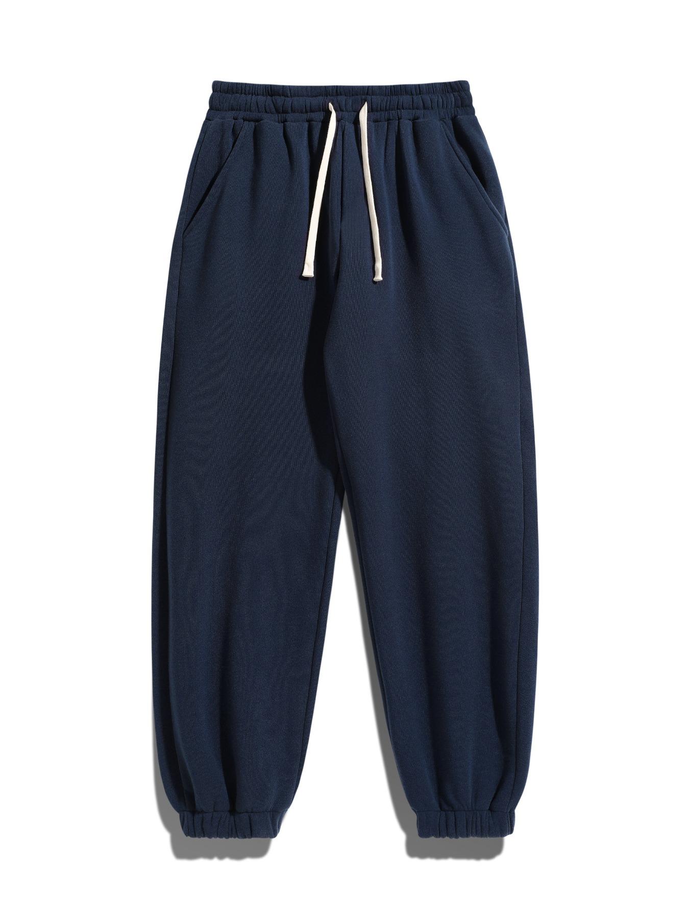 Men's Casual Fleece Drawstring Pants, Comfortable Warmth for Daily Wear, Sports & Outdoor Activities, Men's Jogger Sweatpants, Drawstring Waist Sweatpants