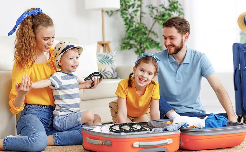 15 Pcs Travel Hangers Portable Foldable Travel Hanger Organizer, Plastic Cruise Ship Accessories Essentials Clothes Hanging Rack Folding Hangers for Traveling Camping Flying RV Europe Suitcase, Black