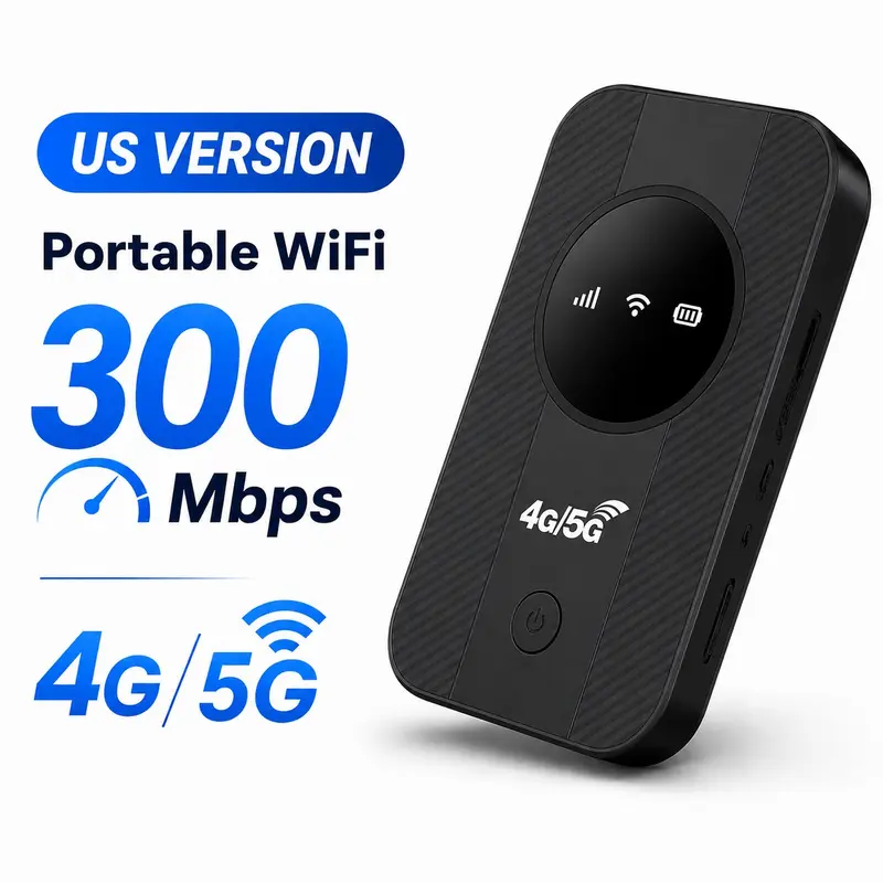 Portable 4G WiFi Hotspot, Portable Travel Wifi, lightweight pocket-sized 4G LTE router with long lasting built in battery private secure hotspot replaces slow public WiFi works for family daily use road trip business team sharing all day reliable co