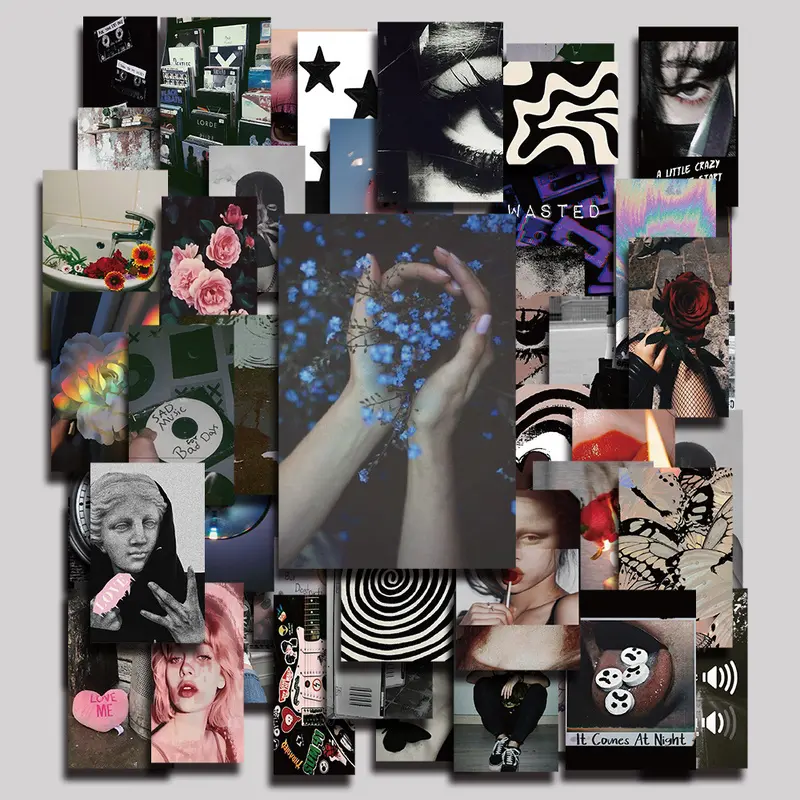50PCS Grunge Aesthetic Vinyl Stickers Pack for Laptop Water Bottle Phone Case Skateboard Journal Scrapbook DIY Decoration