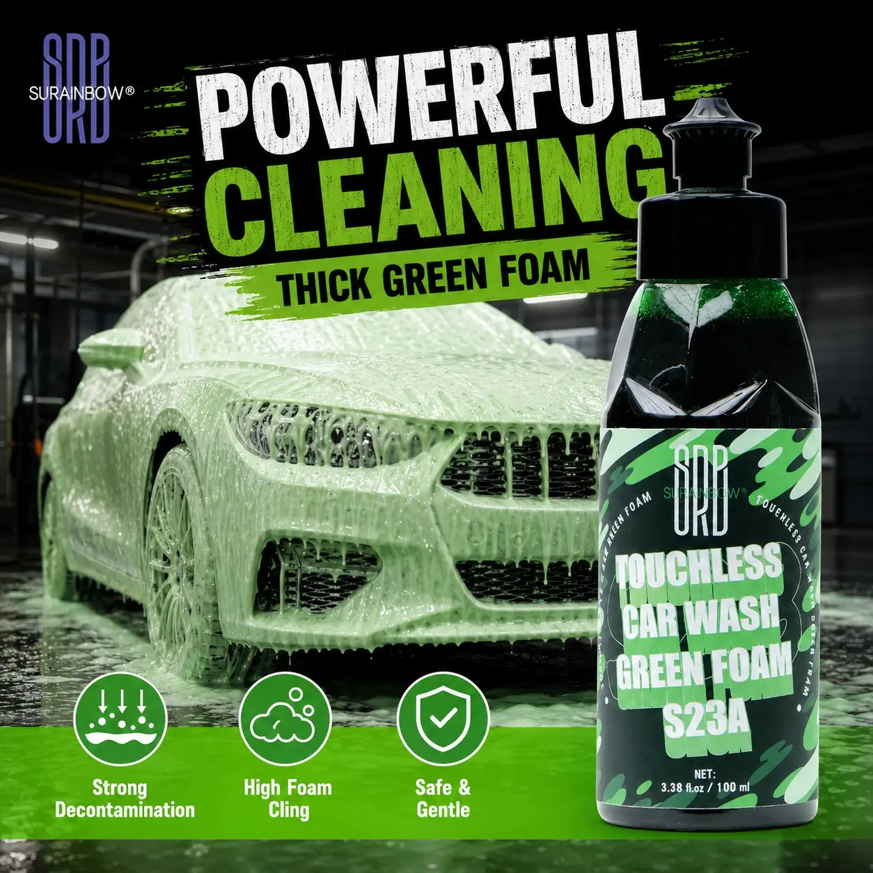 Contact-Free Car Wash Foam Cleaner, Foaming Car Shampoo, Professional Auto Beauty, High Bubble Wall Adhesion, Deep Dirt Softening, Ideal for Car Shops