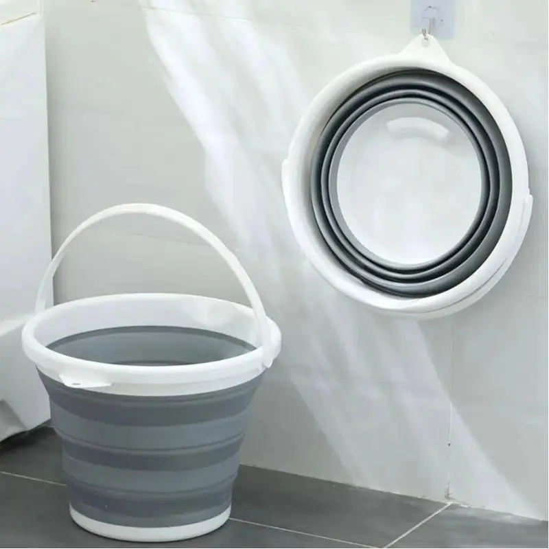 Portable Folding Bucket, Silicone Plastic Car Bucket, Outdoor Fishing Traveler Home Multi-Purpose Bucket, Durable & Lightweight Design, Foldable Bucket