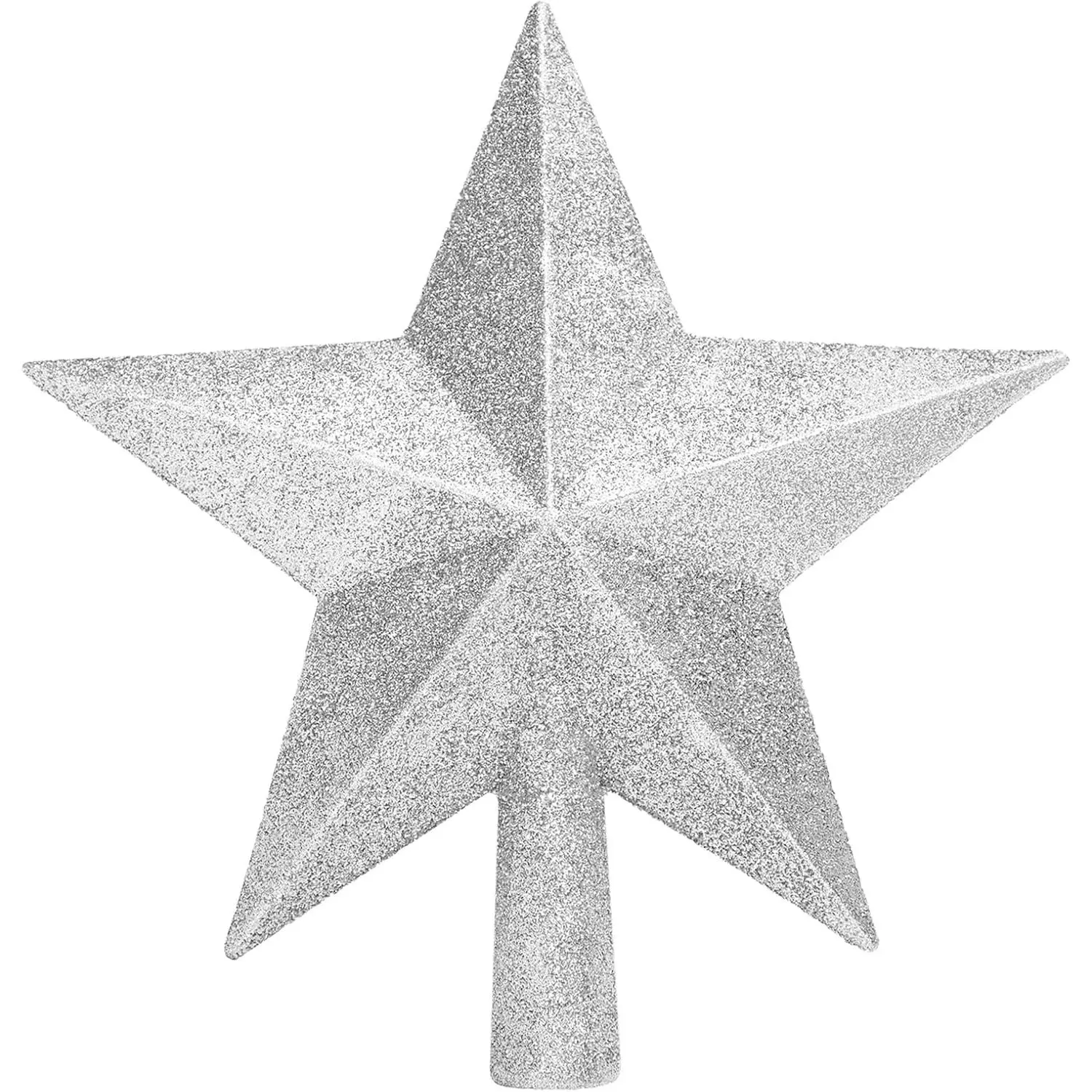 Glitter Christmas  Tree Topper for Holiday Decorations, Christmas Tree Decoration for Holiday Ornament and  Decor, Shatterproof Tree Toppers for Party Indoor & Outdoor- 10 inch