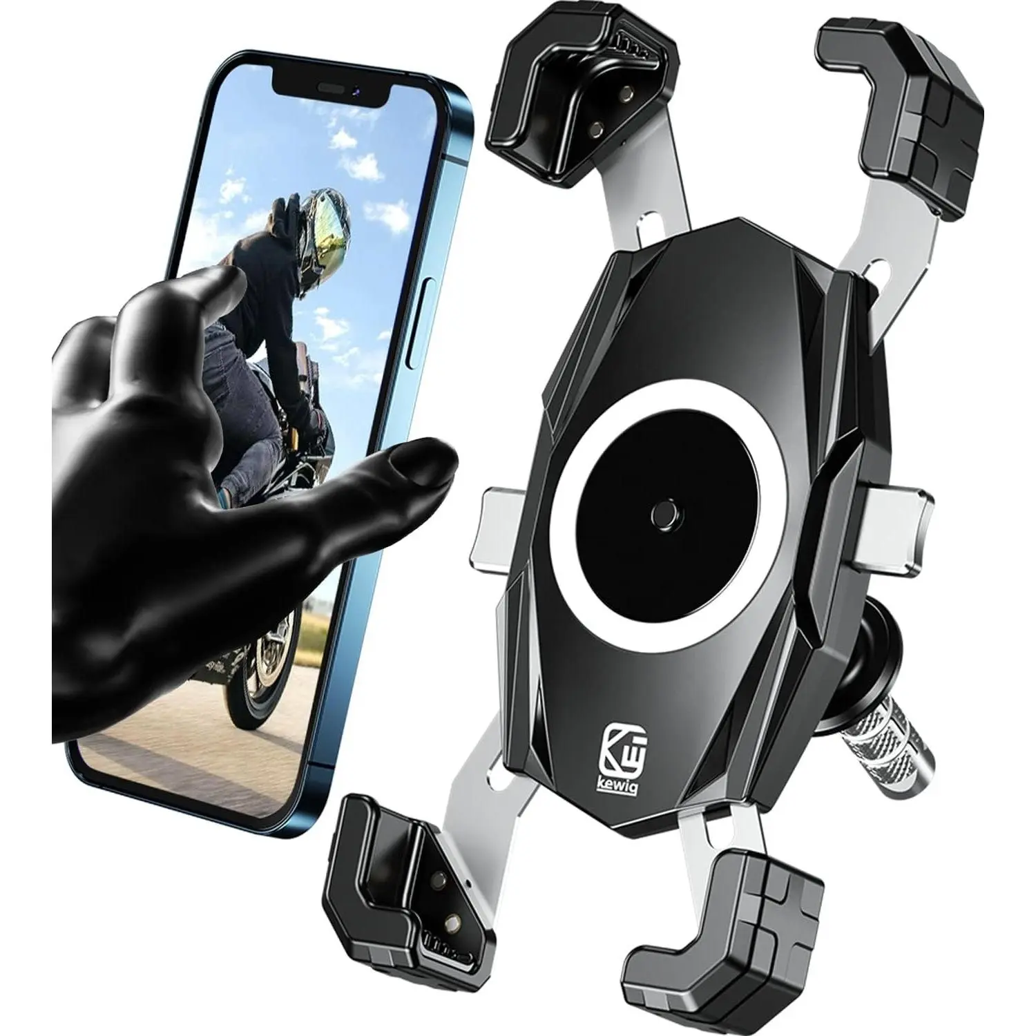 Motorcycle Fork Stem Phone Mount, Motorcycle Phone Mount | 1S One-Push Automatically Lock & Release, Fits for Fork Stem 12-25.4mm in Diameter, for 4.0-6.9" CellphonesGift
