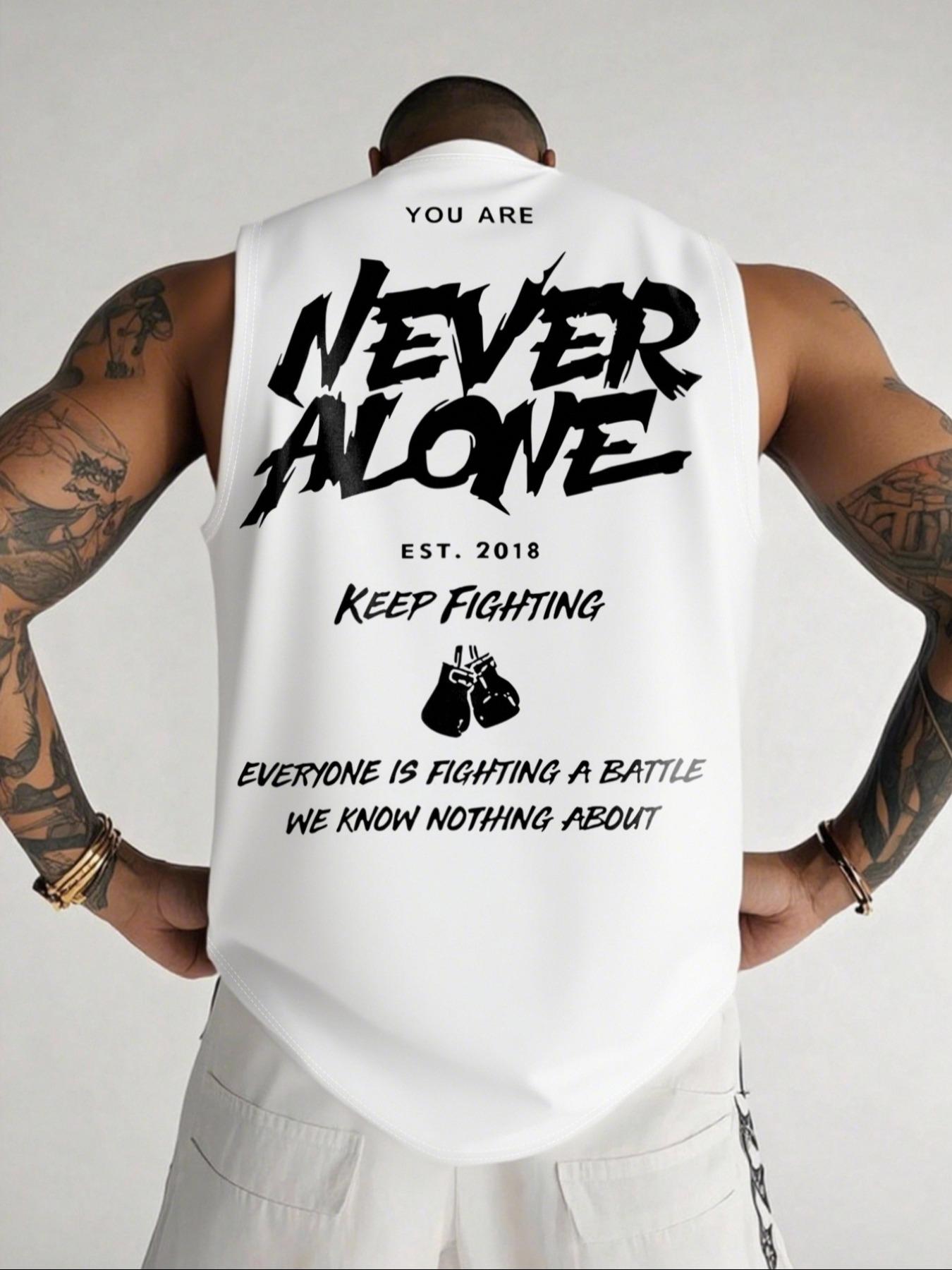 Men's Sleeveless Muscle Fitness Tank Top, Fashion Letter Print Casual Vest, Breathable Summer Underlayer Shirt, Comfortable Sportswear, Activewear, Sleeveless Gym Tops