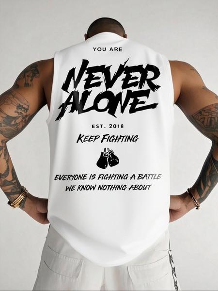 Men's Sleeveless Muscle Fitness Tank Top, Fashion Letter Print Casual Vest, Breathable Summer Underlayer Shirt, Comfortable Sportswear, Activewear, Sleeveless Gym Tops