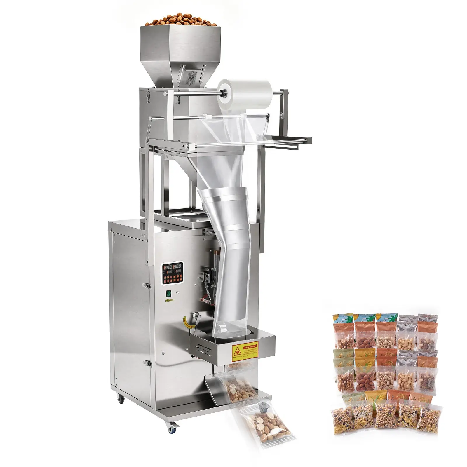 VEVOR Powder Filling and Sealing Machine, 10-999g(0.02-2.2lbs) Automatic Particle Granule Packaging Machine, Stainless Steel, Weighing Filling Sealing, for Coffee Beans, Grains, Tea, Spices, Silver
