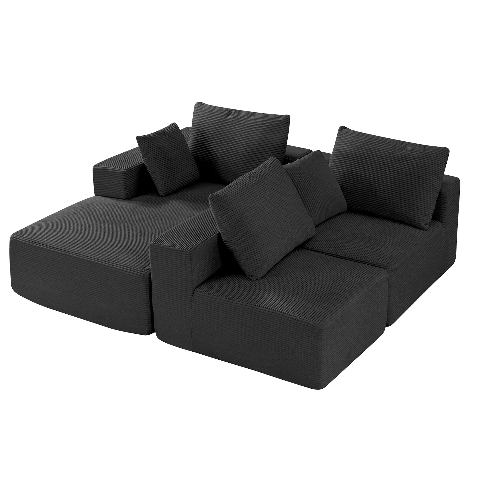 Corduroy Modular L-Shaped Sectional Sofa with Chaise - 1200 lbs/545 kg Load Capacity, Durable Soft Fabric, Customizable Indoor Living Room Seating, Customize