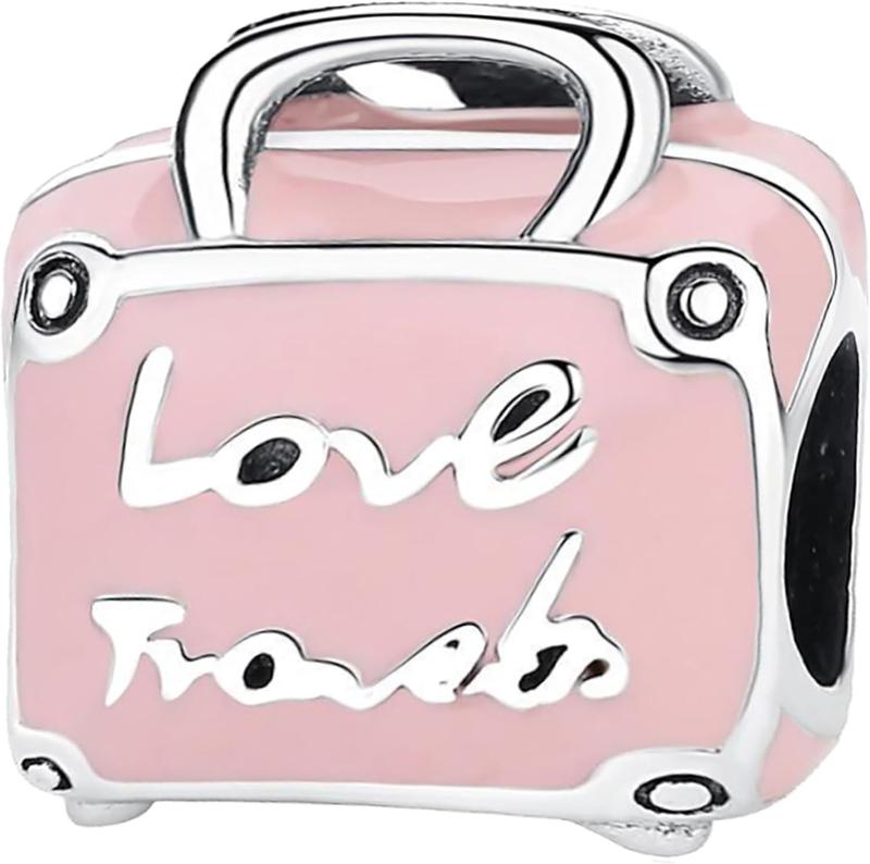 10 Pack Silver Bead Charms for Pandora Bracelets and Necklaces Charm for Woman Cubic Zirconias Dangle Pendant Jewelry Beads Set Style1