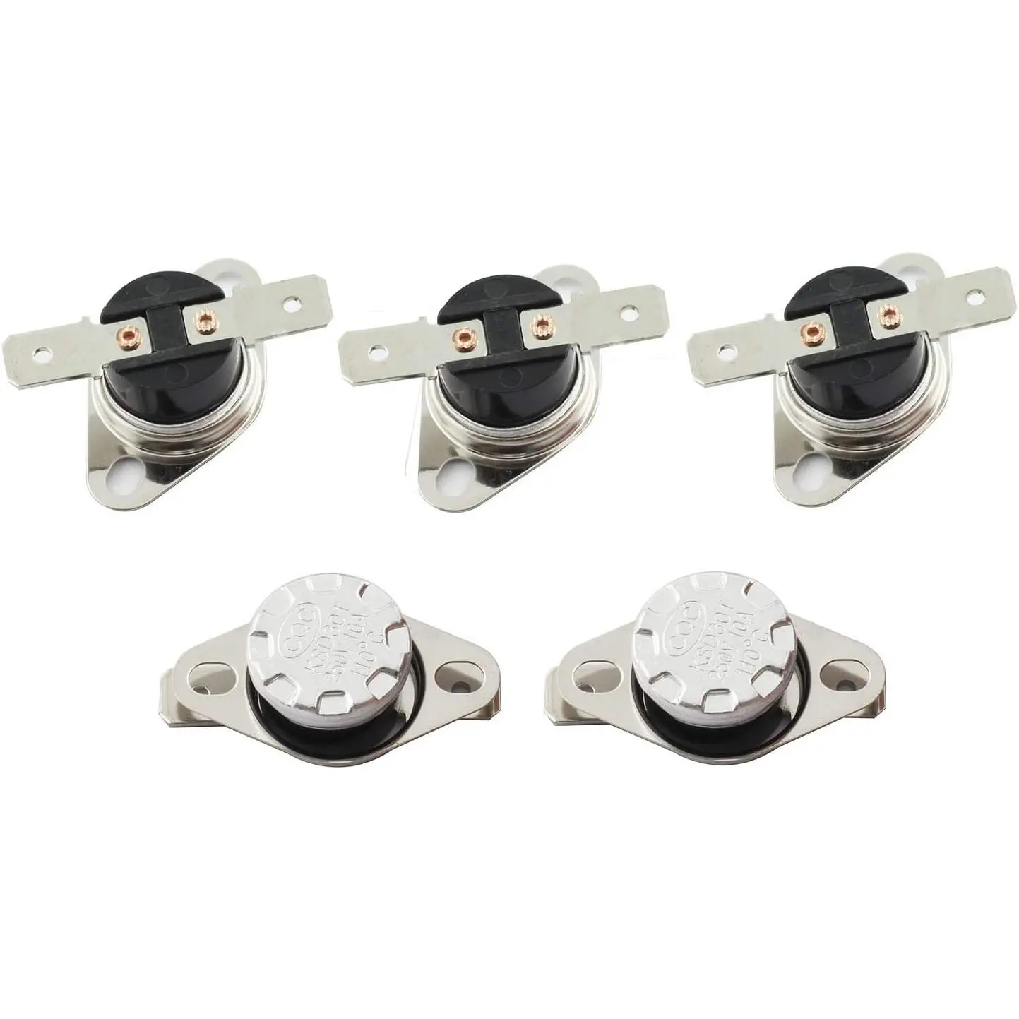 5-Pack KSD301 110 Degrees Centigrade Thermostat Thermal Control  250V 10A Normally Closed NC Thermostat Temperature