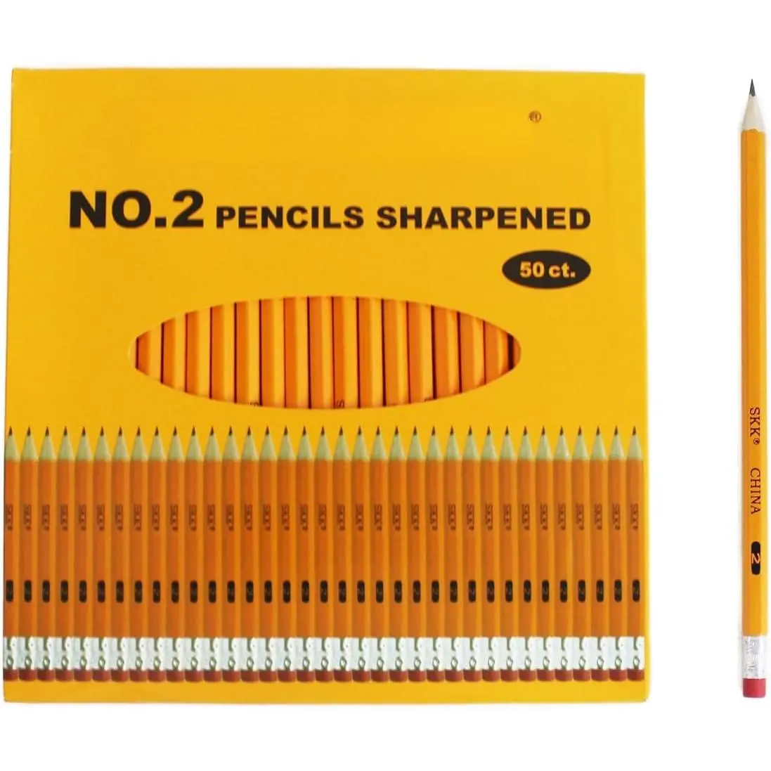 #2 HB Lead Pencils with Erasers, 50-Count Pre-Sharpened Office Writing Tool