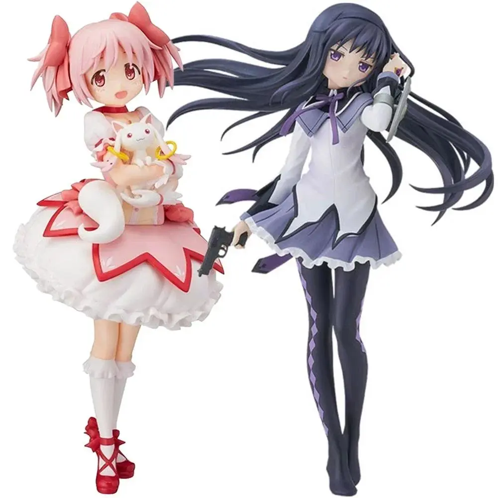 22cm Puella Magi Madoka Magica Anime Action Figure - Kaname Madoka & Akemi Homura Kawaii Collectible Figurines, Toy Gift for Anime Fans, Madoka Magica Figure