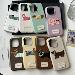 3pcs Cartoon sausage dog self-adhesive patch patch cloth sticker, can be used for mobilephone case DIY, decorative shoes bag hat