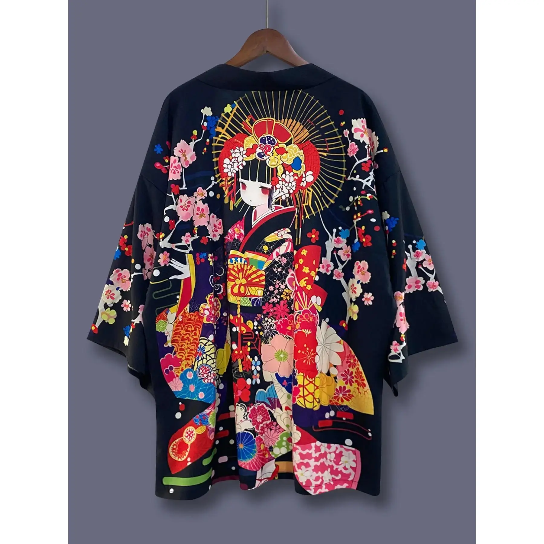 Japanese Style Floral Kimono Cardigan Loose-Fitting Spring Summer Robe Unisex Casual Beach Vacation Outerwear Party Performance Clothing outerwear essential weather ready all season cozy layer seasonal staple