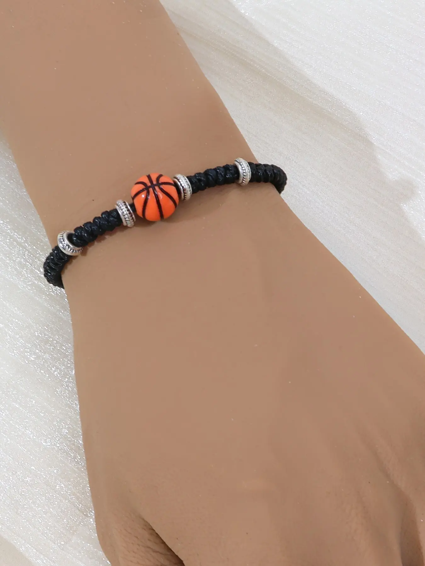 Acrylic Basketball Soccer Wiffle Ball Wax String Braided Bracelet, Sport Retro Unisex Daily Wear, Fashion Accessory for Men and Women