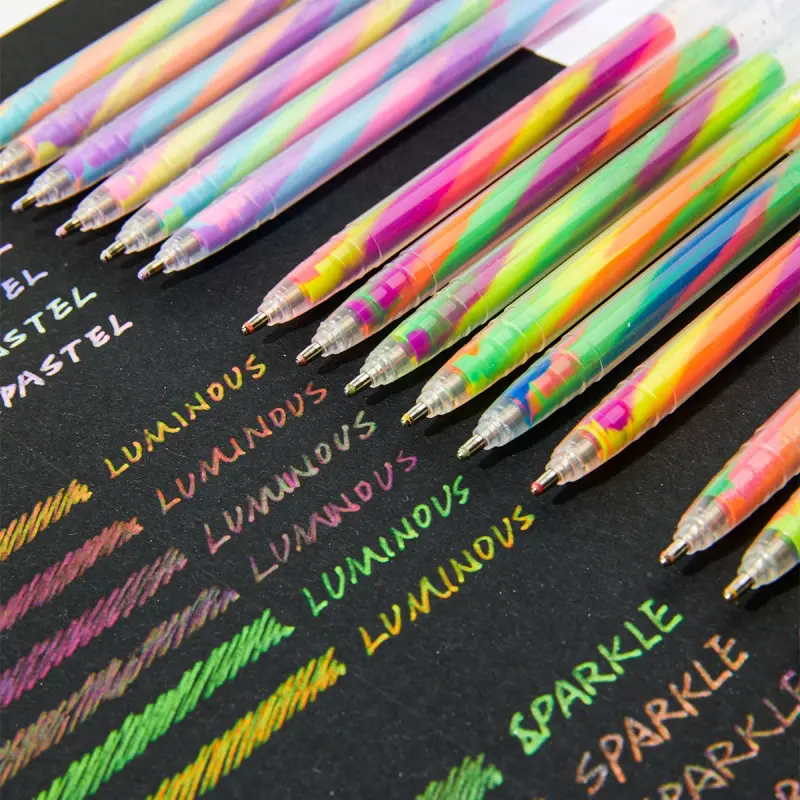 Mixing of 3 Colors Rainbow Gel Pens Color Changing Ballpoint Pen Glitter Pen Set Aesthetic Pens for Adults Coloring Books Drawing Doodling Scrapbooking Notes,Artist Illustrating