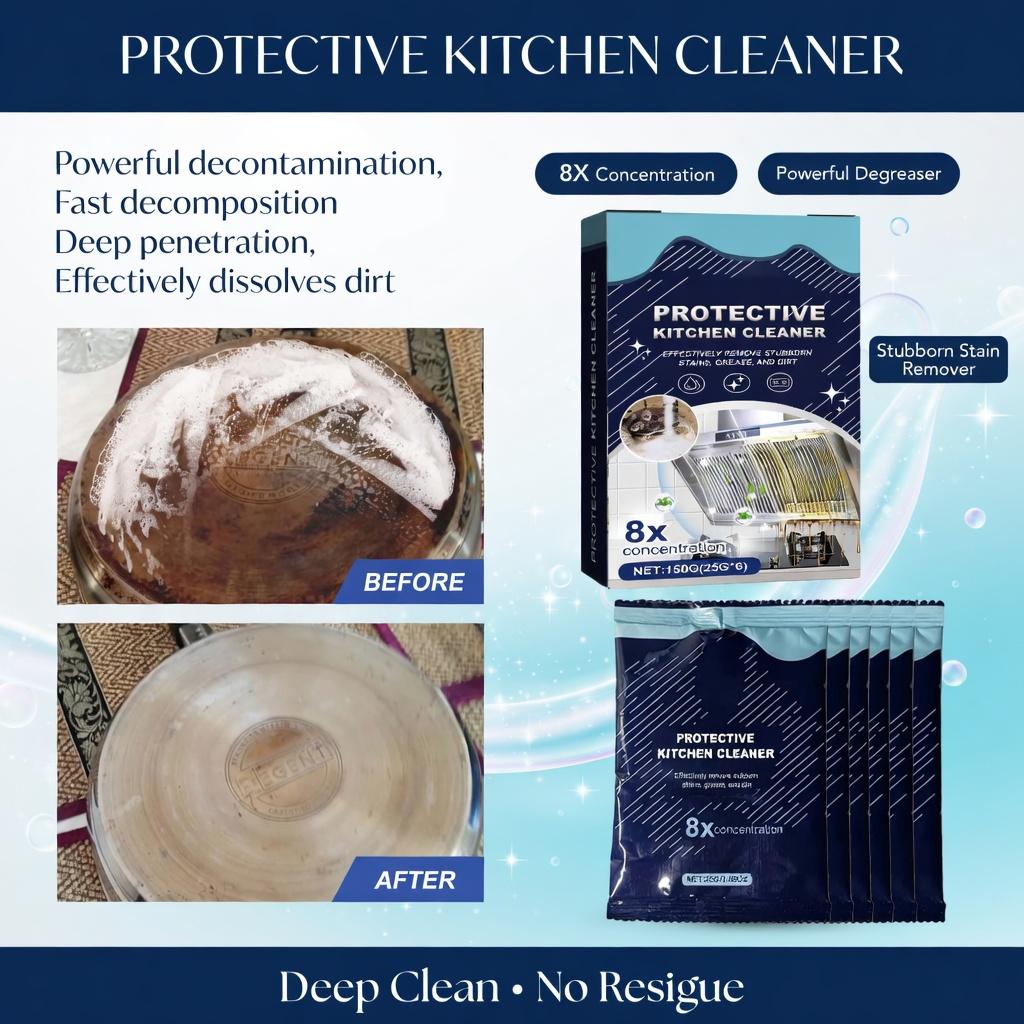 Heavy Duty Kitchen Degreaser Powder (Boxed) - Powerful Grease & Oil Remover for Stovetop, Range Hood & Cookware